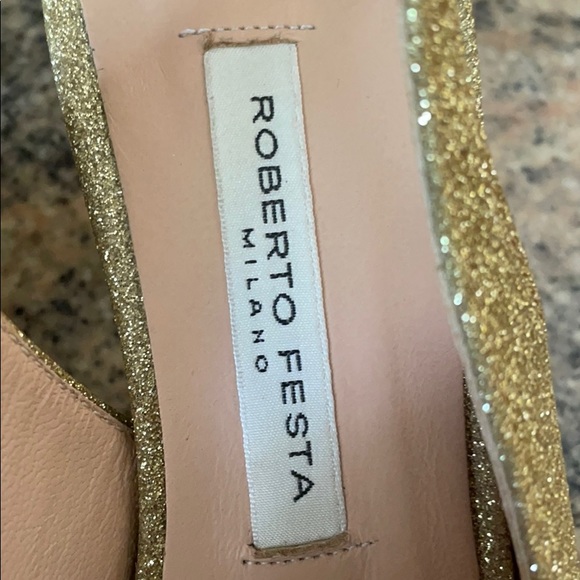 Roberto Festa Gold Glitter Slingback Shoes - Picture 4 of 8